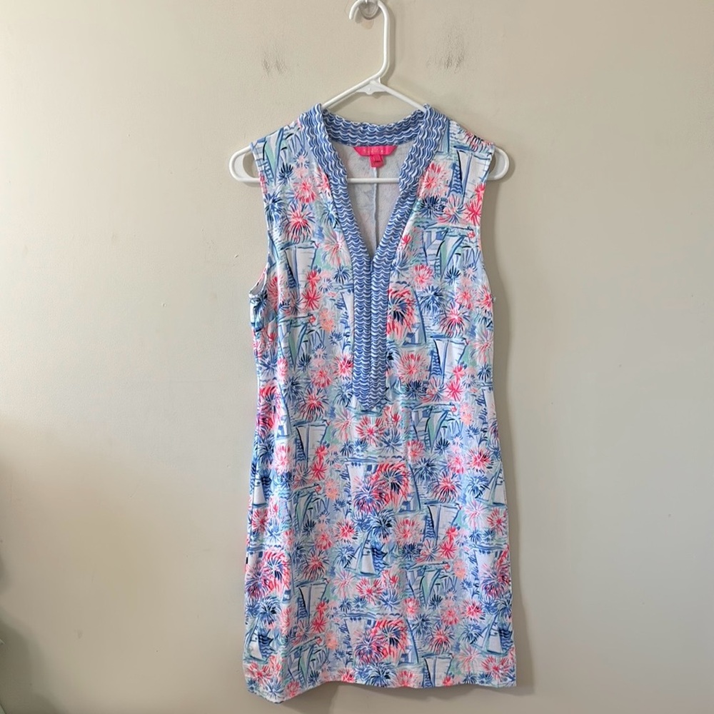 Lilly Pulitzer Larsen Shift Dress Sea to Shining Sea Engineered Shift Dress Sz M - Picture 2 of 12